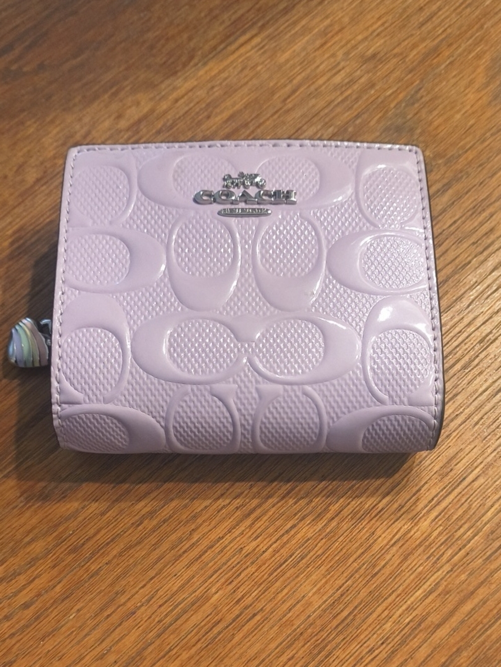Coach Lavender Patent Embossed Leather Card Wallet